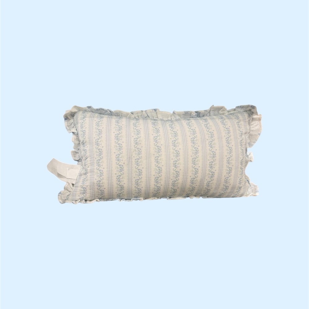 Coquette Fancy Blue Floral Ruffle Pillow - Decorative Accent ~ Charming - Picture 5 of 12